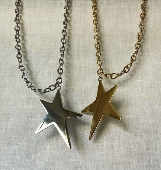 Long star earrings in Stainless Steel