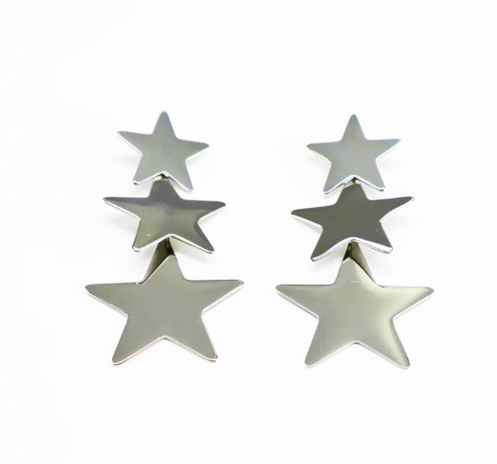 Long star earrings in Stainless Steel