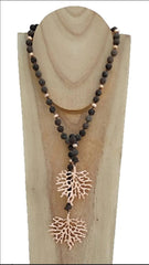 Long open necklace that allows multipositions, WHITE color. Made with lava beads