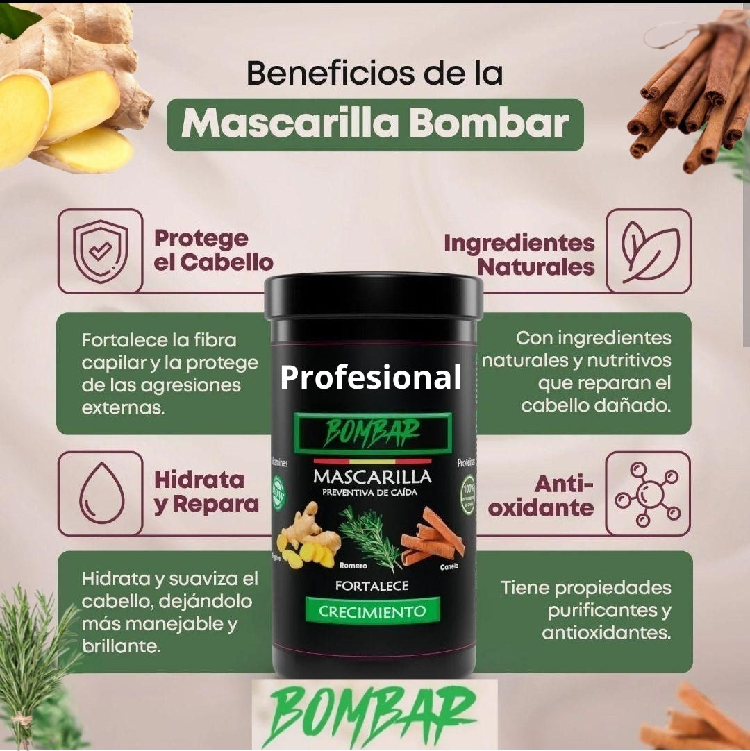 Pack anti caída del cabello. Con estractos naturales de jenjibre, romero y canela. Sin Parabenos ni Sulfatos. Cruelty free