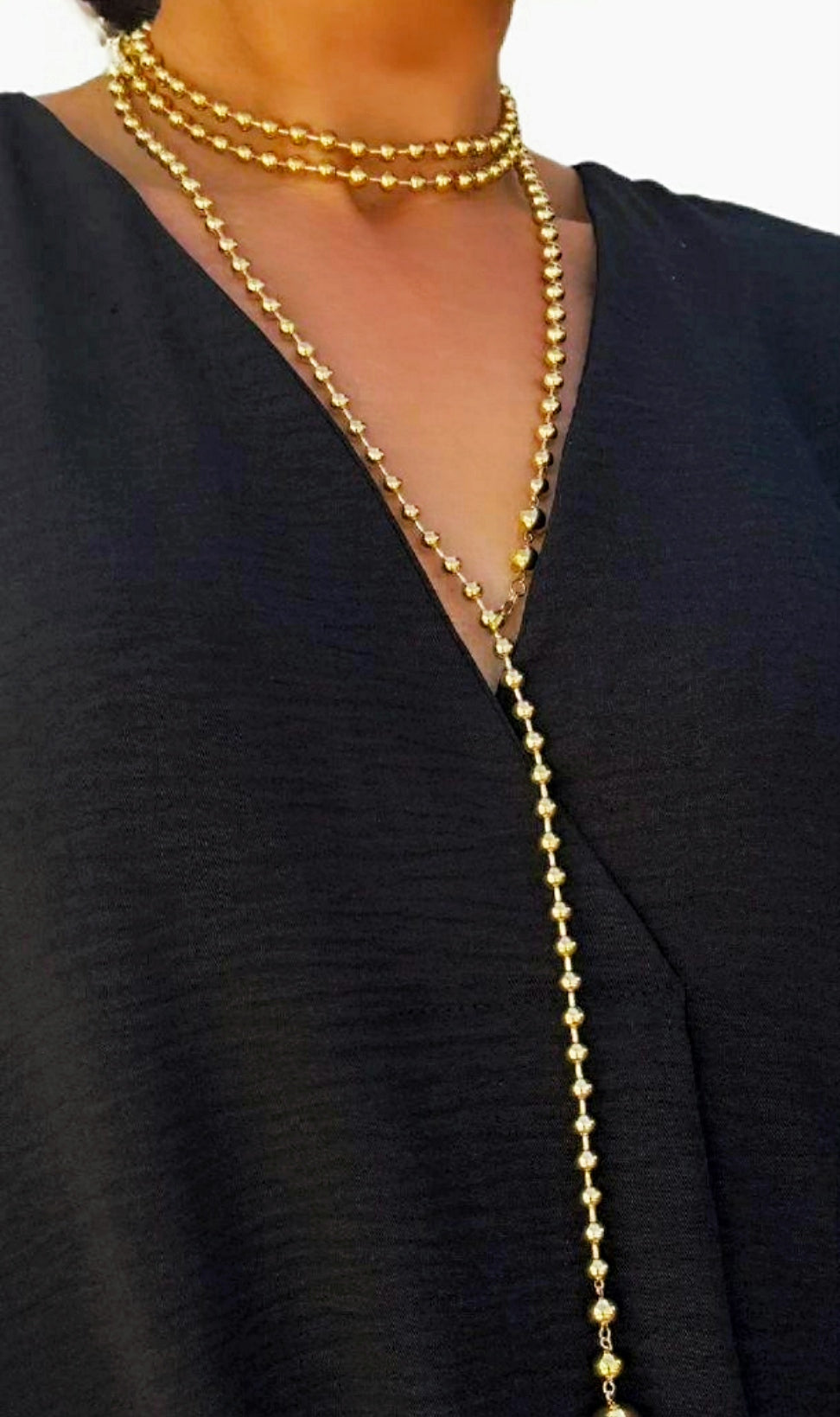 Collar largo ajustable modelo SUZANE.  Acero Inoxidable Disponible pulsera y pendientes a juego.