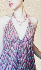 CONJUNTO Mod. Misson. Vestido largo. Lurex Dorado, granate y verde salvia. Talla única. Da hasta la 38