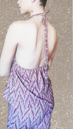 CONJUNTO Mod. Misson. Vestido largo. Lurex Dorado, granate y verde salvia. Talla única. Da hasta la 38