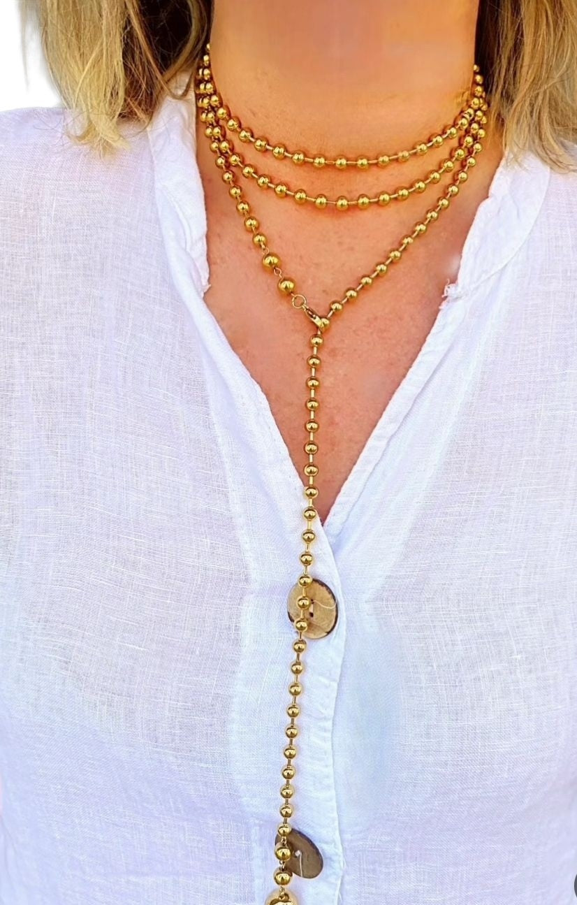 Collar largo, pendientes y pulsera. Conjunto modelo Málaga