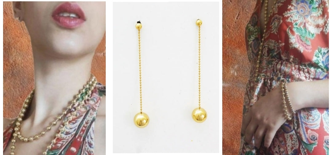 Collar largo, pendientes y pulsera. Conjunto modelo Málaga