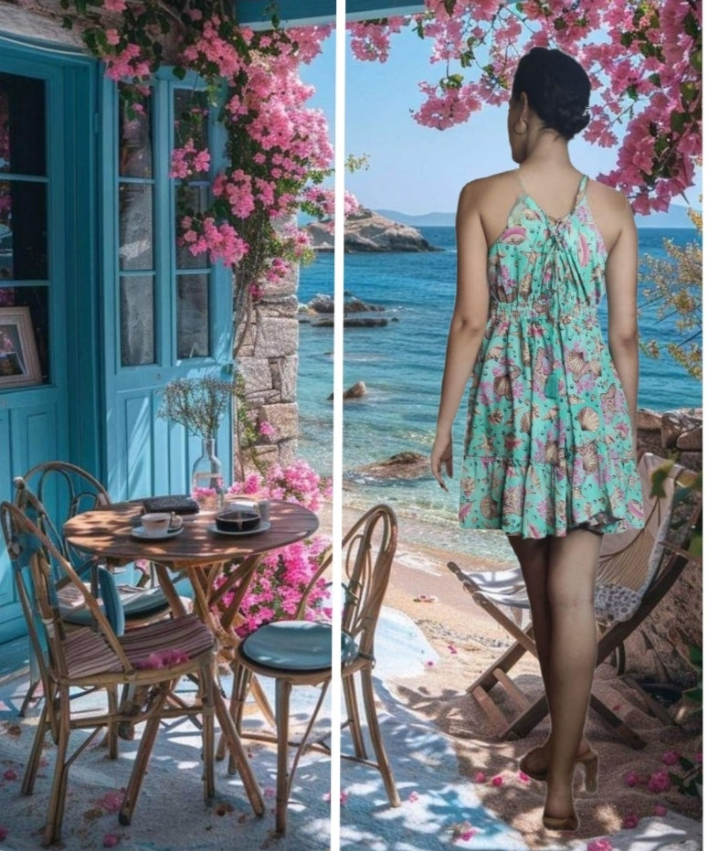 VESTIDO Mod. Shells. Vestido de SEDA . Vestido muy femenino. Talla única.
