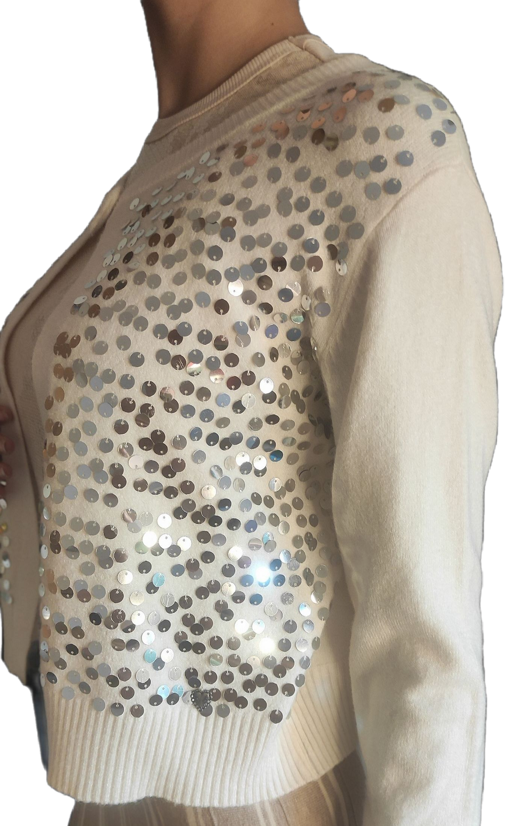 CONJUNTO: Coleccion HELENA: Falda de punto desflecada modelo VAINILLA + Chaqueta de Lentejuelas mod. Helena 2. Talla única. Da hasta la talla 38-40