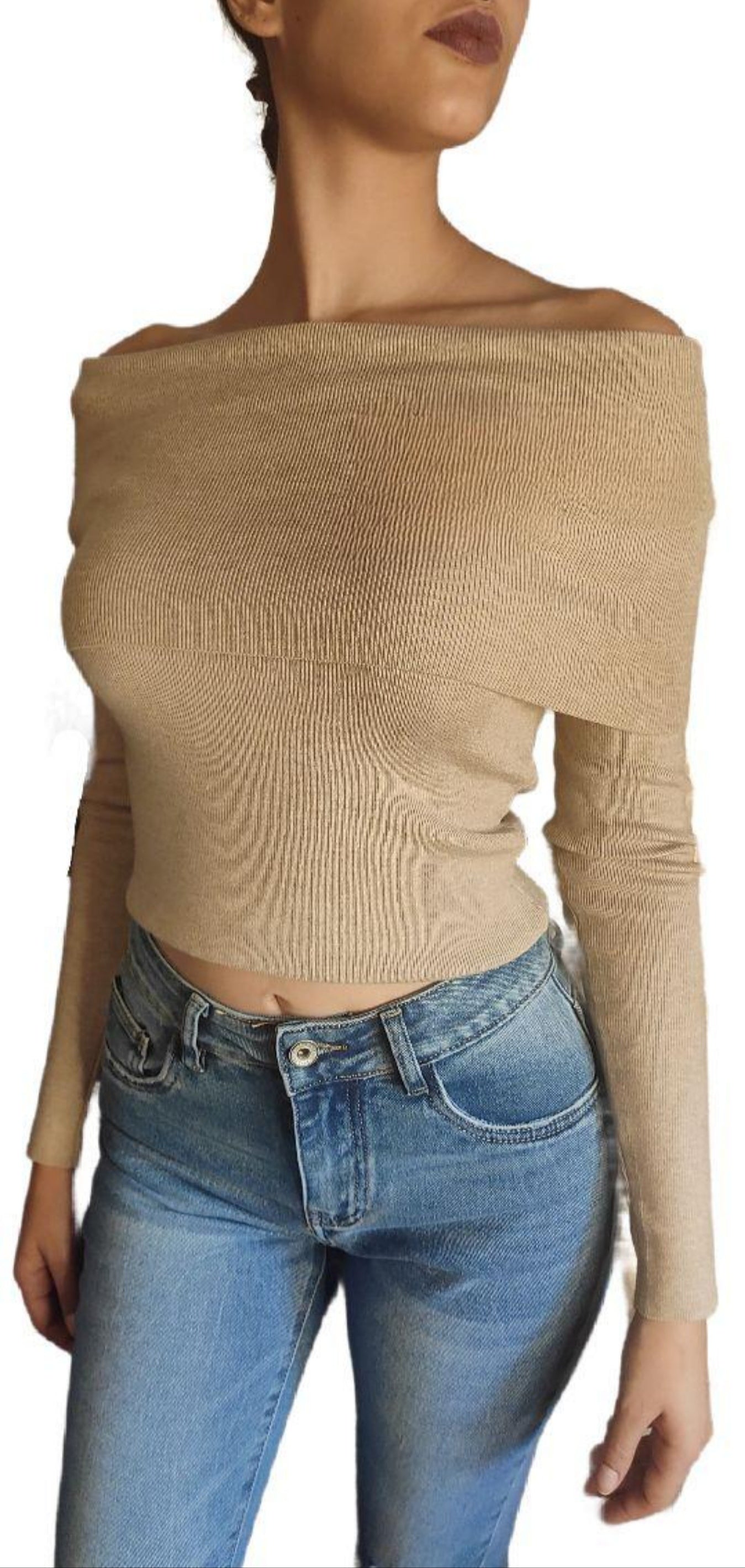 JERSEY con escote BARDOT (Colección Helena). Disponible en 3 colores: GRIS, BEIGE y NEGRO. Talla única. Da hasta la talla 38 - 40. CALIDAD PREMIUM