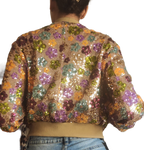 Bomber Mod. MARGARET. Un lujo de chaqueta repleta de elegantes margaritas de lentejuelas.Talla única: Da desde la Talla 36 hasta la 40 - 42. Calidad PREMIUM