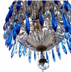 Lámpara de araña VENECIANA realizada con cristal de altade araña VENECIANA realizada con cristal de alta calidad en color AZUL y TRANSPARENTE. Lampara veneciana vintage