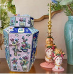 Espectacular jarrón vintage esmaltado, con relieves pintados a mano. Jarrón tipo tibor. Pieza original realizada en los años 70.