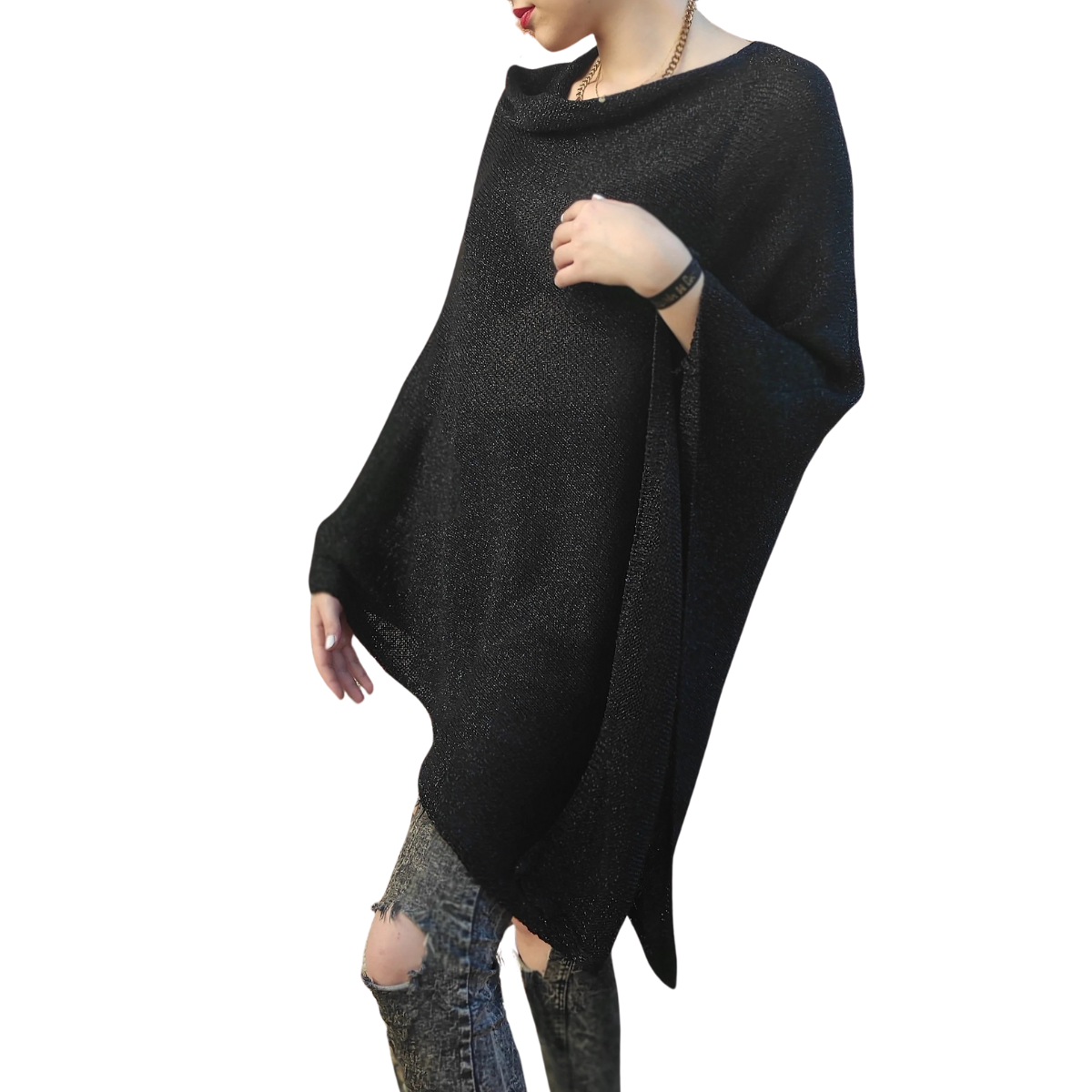CAPA o Poncho Negro Glitter