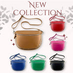 Large leather fanny pack with studs. NOVELTY. Available in 6 colors