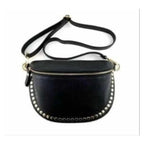 Large leather fanny pack with studs. NOVELTY. Available in 6 colors