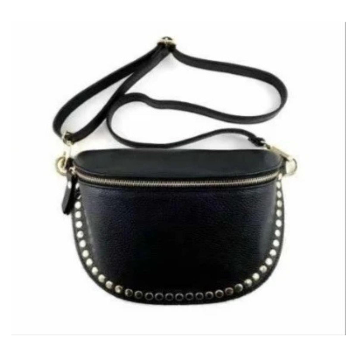 Large leather fanny pack with studs. NOVELTY. Available in 6 colors