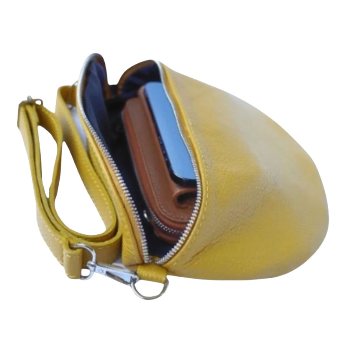 Medium waist bag with 2 interchangeable straps: leather + decorative