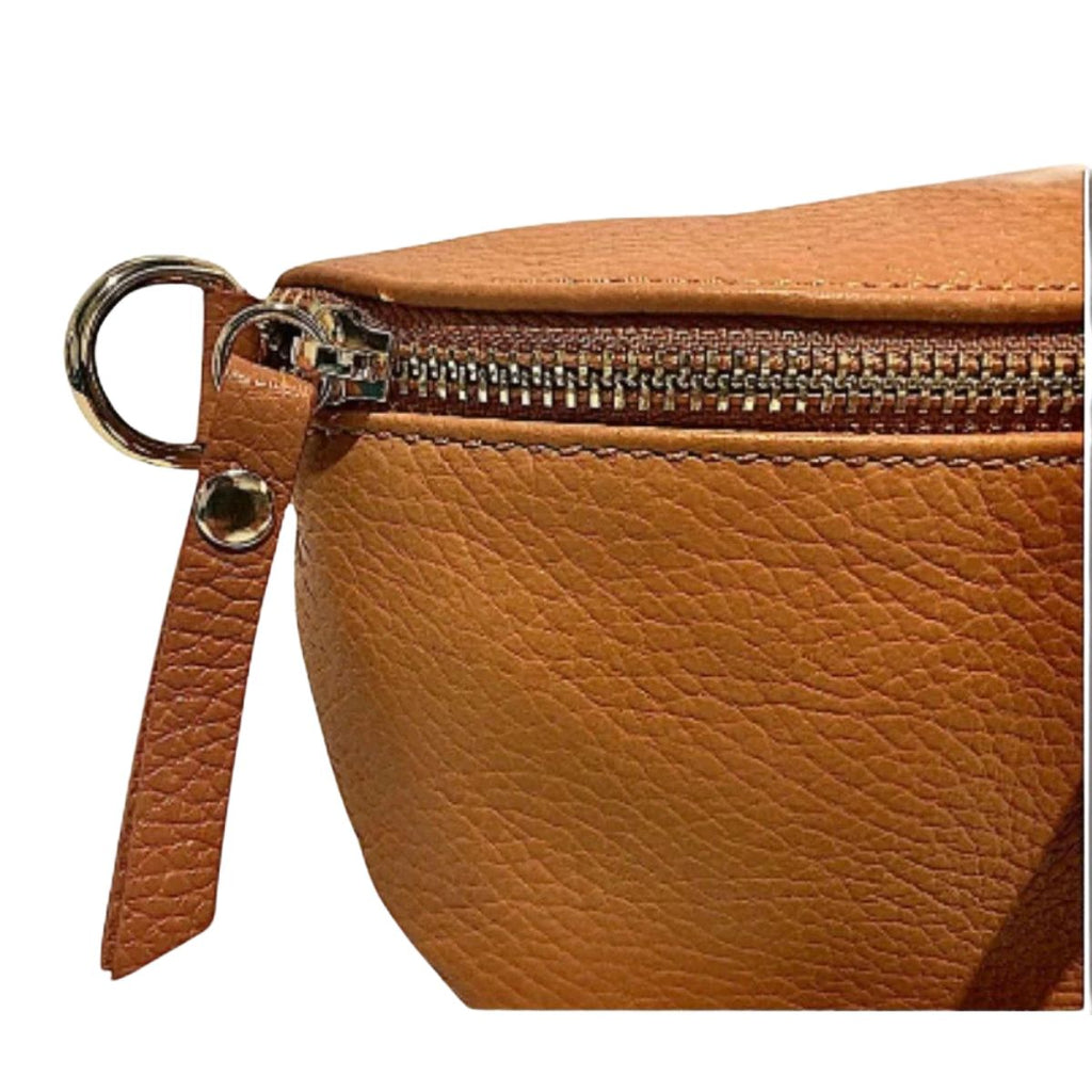 Medium waist bag with 2 interchangeable straps: leather + decorative