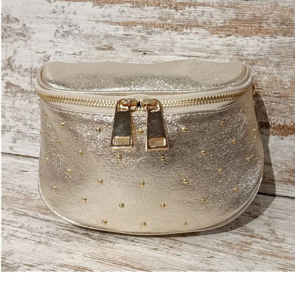 Medium waist bag with 2 interchangeable straps: leather + decorative