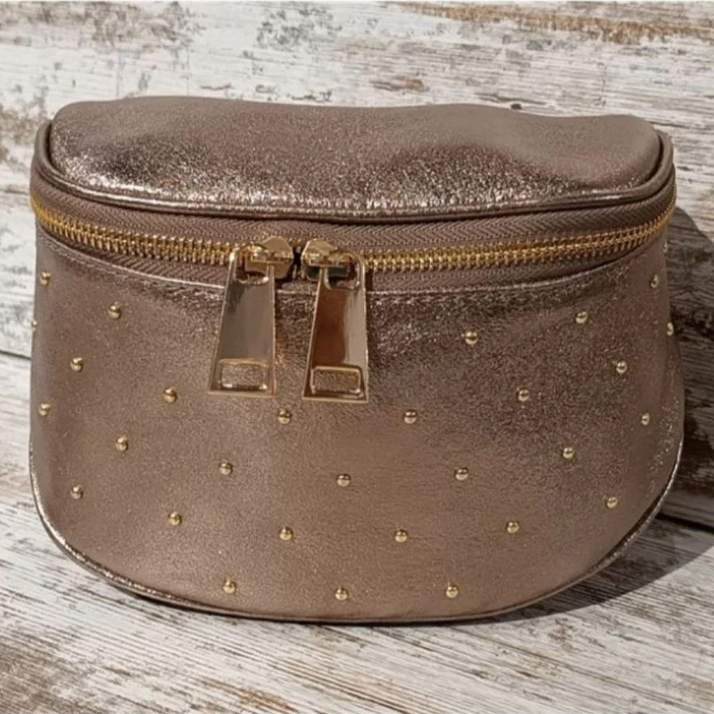 Medium waist bag with 2 interchangeable straps: leather + decorative