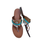 Sandalias de piel + bolso + cinturón boho (piel)