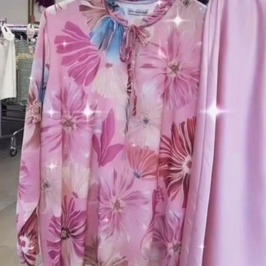 CONJUNTO Talla grande. 4 PRENDAS COORDINADAS: Falda TALLA GRANDE de satén rosa + 2 blusas TALLA GRANDE + 1  Bomber TALLA GRANDE en conjunto. Da desde la talla 42 hasta la Talla 54