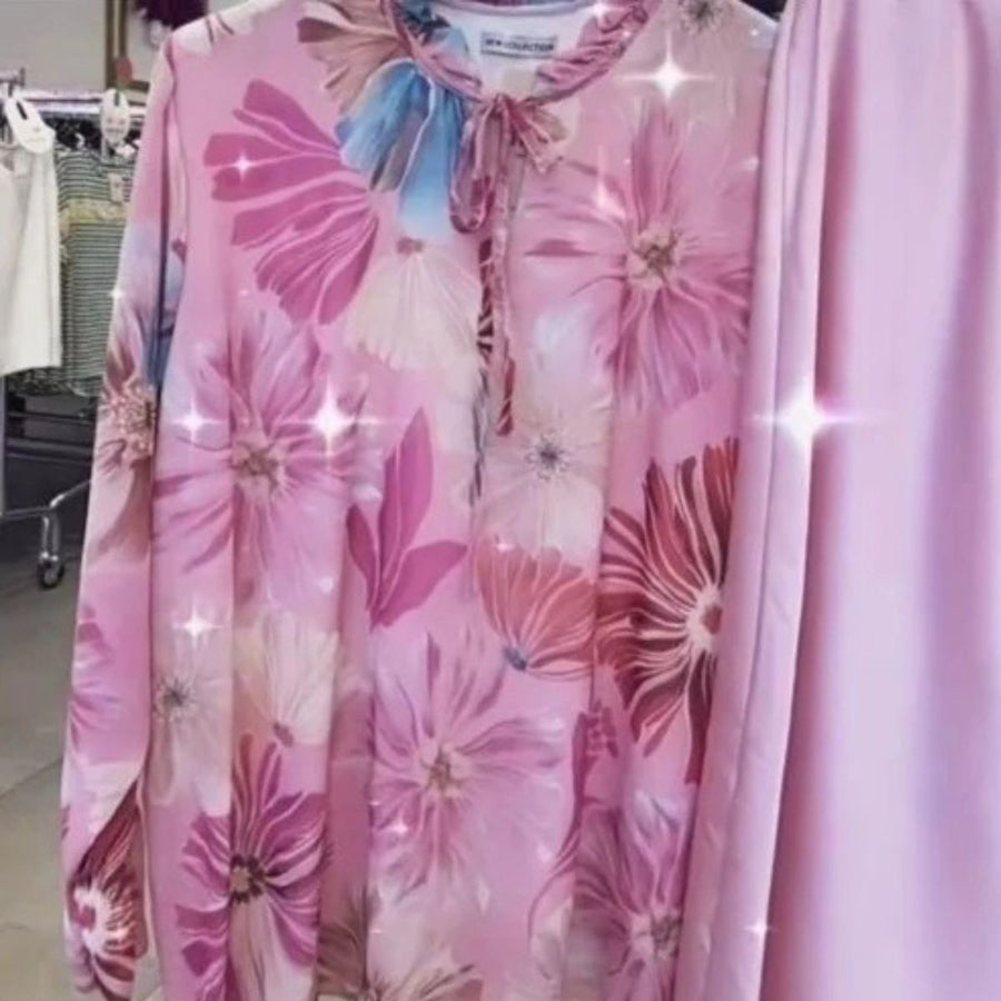 CONJUNTO Talla grande. 4 PRENDAS COORDINADAS: Falda TALLA GRANDE de satén rosa + 2 blusas TALLA GRANDE + 1  Bomber TALLA GRANDE en conjunto. Da desde la talla 42 hasta la Talla 54