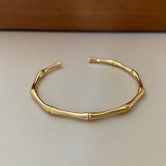 BAMBOO Gold Bracelet in Stainless Steel. BAMBOO open bracelet