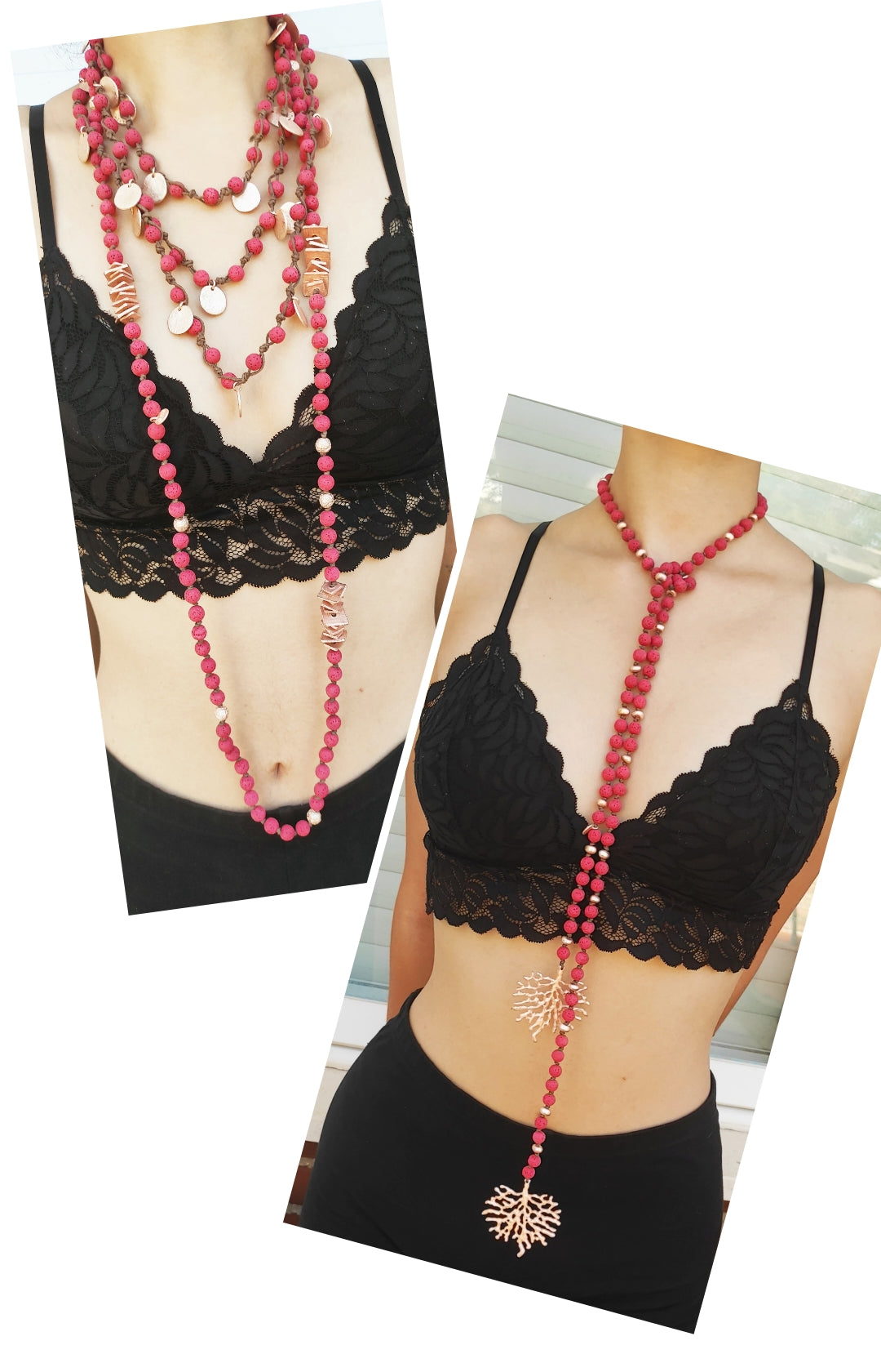 Xxx Long coral red necklace