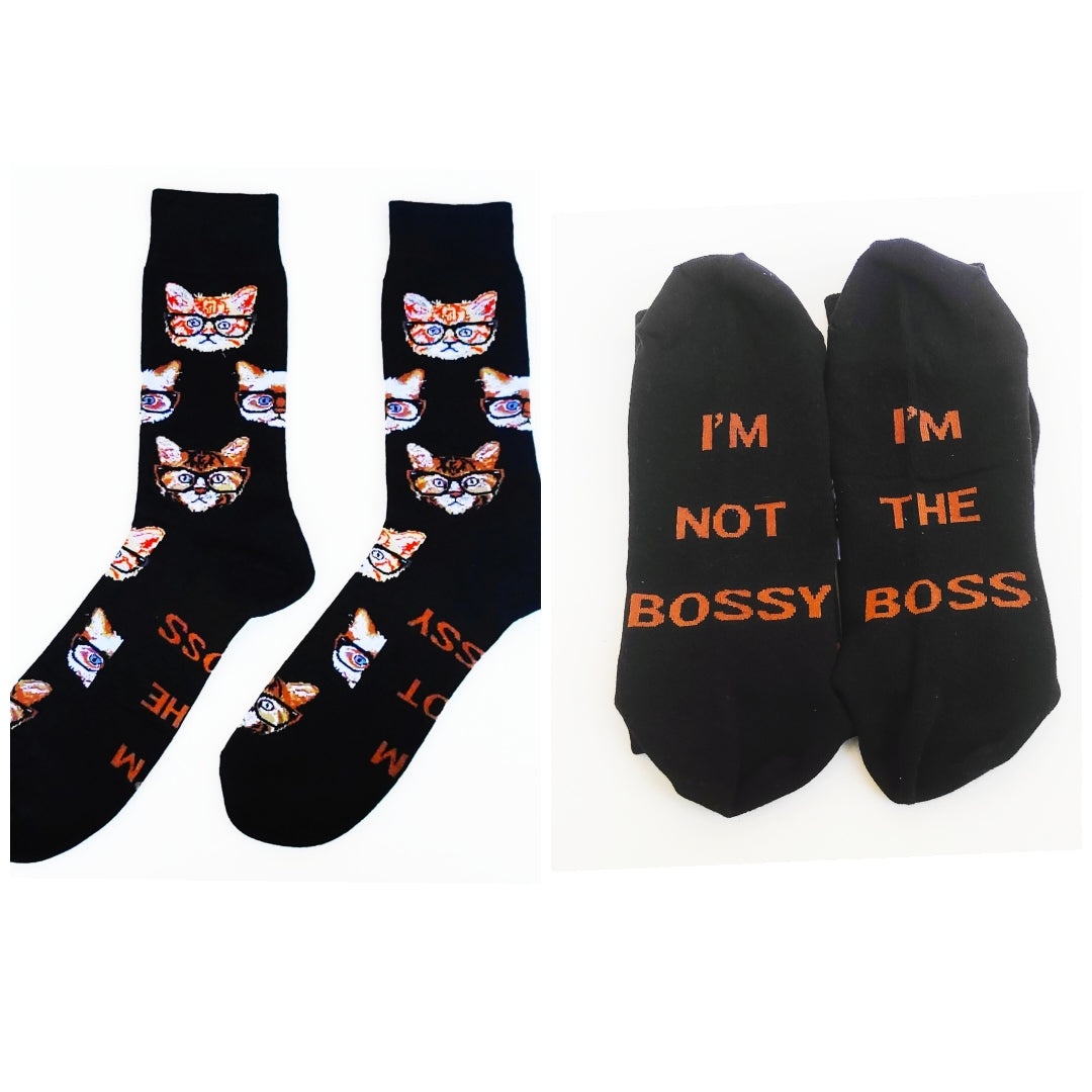 Funny socks with HIPSTER CATS prints. Unisex. One size.