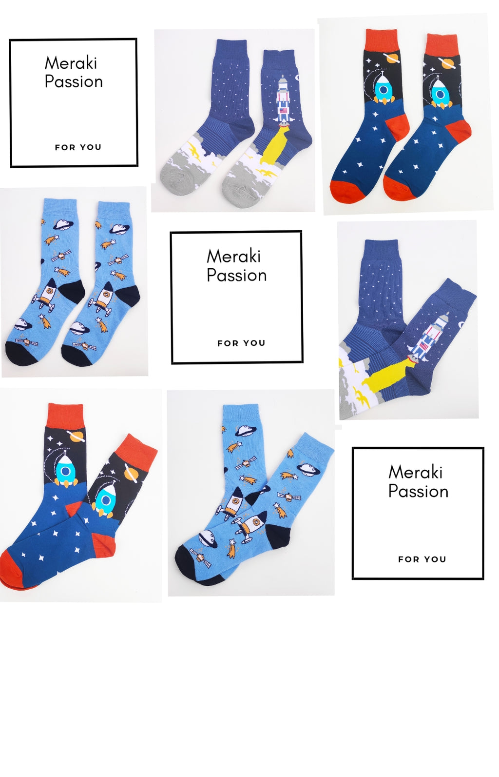 Pack 3 Calcetines divertidos con estampado de COHETES
