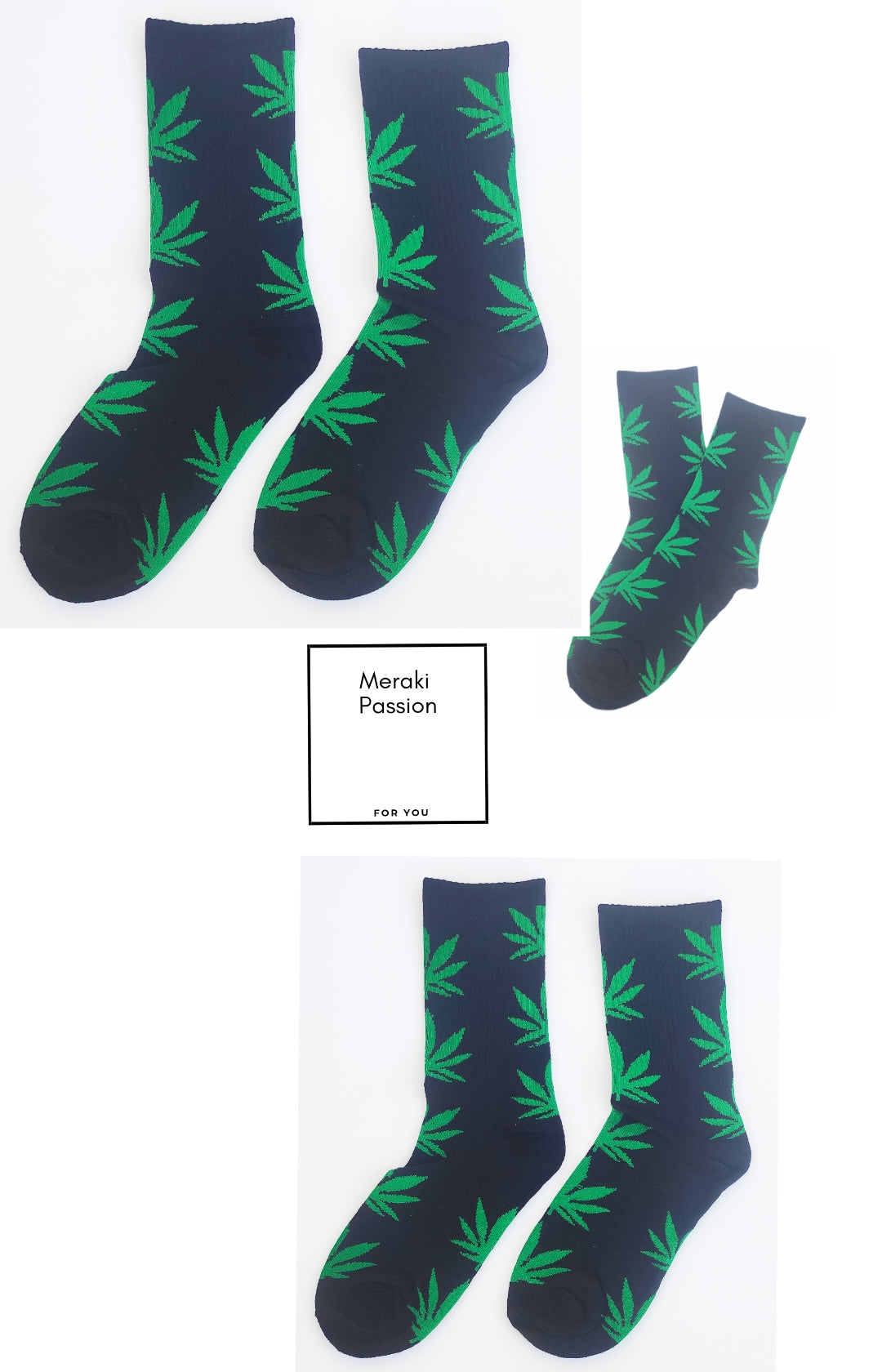 Calcetines Divertidos estampados con HOJAS de MARIHUANA . Unisex. Talla única