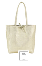BOLSO Tote Bag en color dorado. Piel auténtica. Golden tote bag. Leather gold bag. Gold shopper