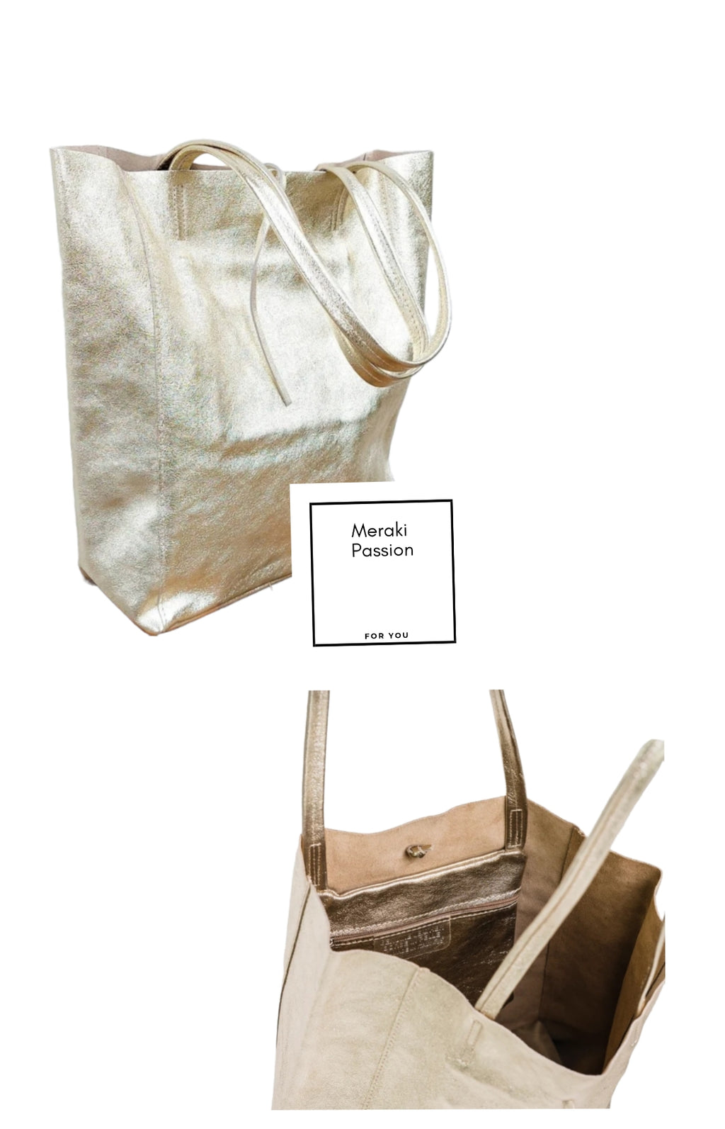 BOLSO Tote Bag en color dorado. Piel auténtica. Golden tote bag. Leather gold bag. Gold shopper