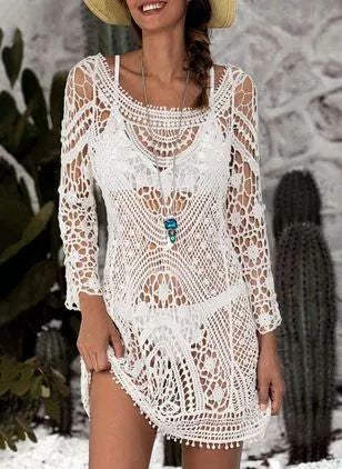 Short white crochet dress