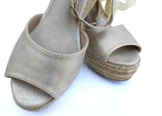 Golden wedge espadrilles