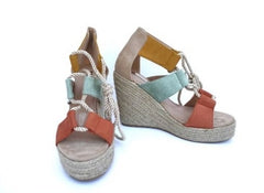 Multicolored high wedge espadrilles