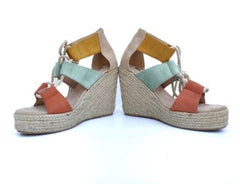 Multicolored high wedge espadrilles