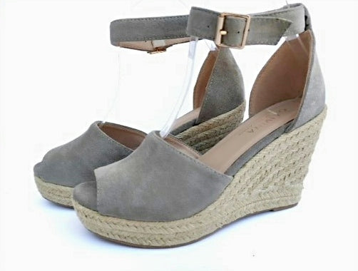 High wedge espadrilles in gray suede