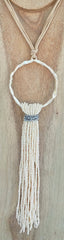 Long necklace in BEIGE tones with ball tassel