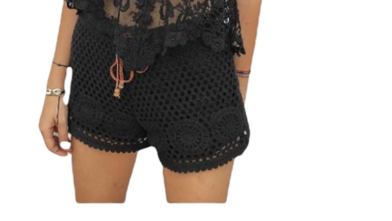 Black crochet shorts