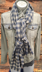 Bufanda oversize cuadros azules y beiges