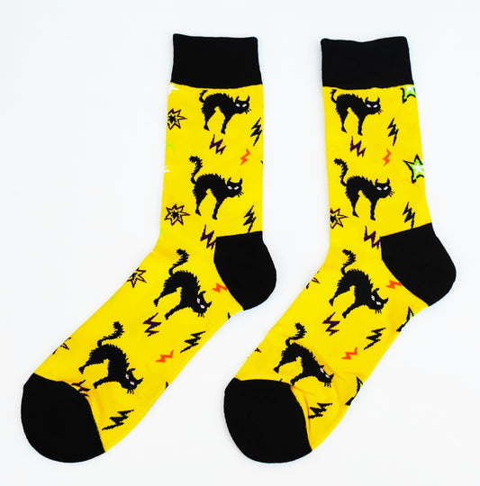 Calcetines Divertidos con estampados de GATOS NEGROS. Unisex. Talla única.