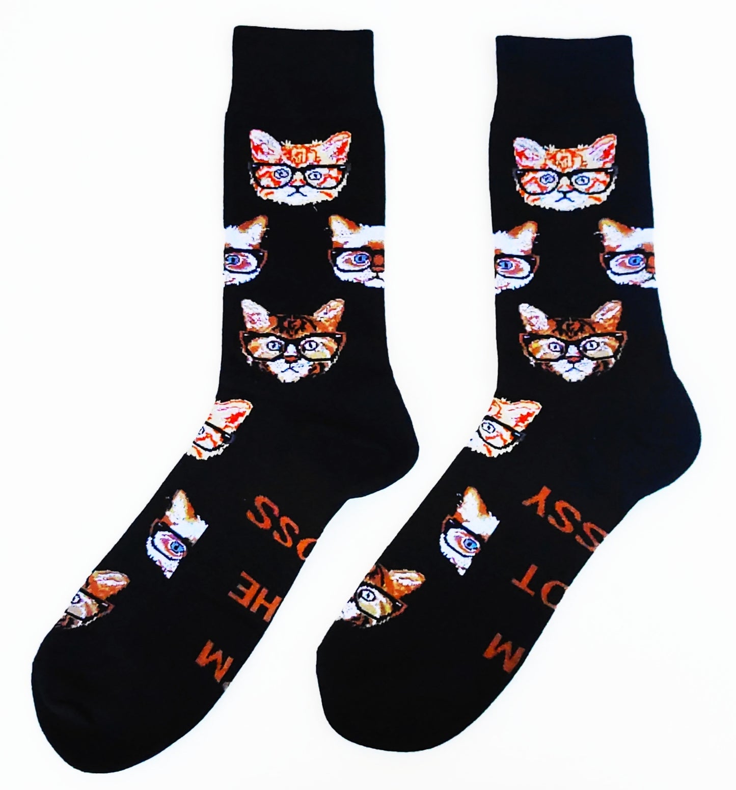 Funny socks with HIPSTER CATS prints. Unisex. One size.