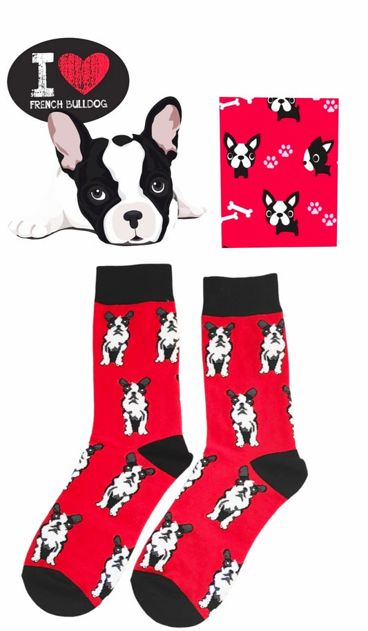 Calcetines divertidos cortos. Estampado BULLDOG FRANCÉS. Unisex. Talla Única