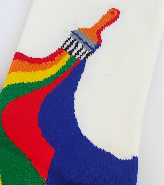 Funny socks with a COLORED PAINTING print.