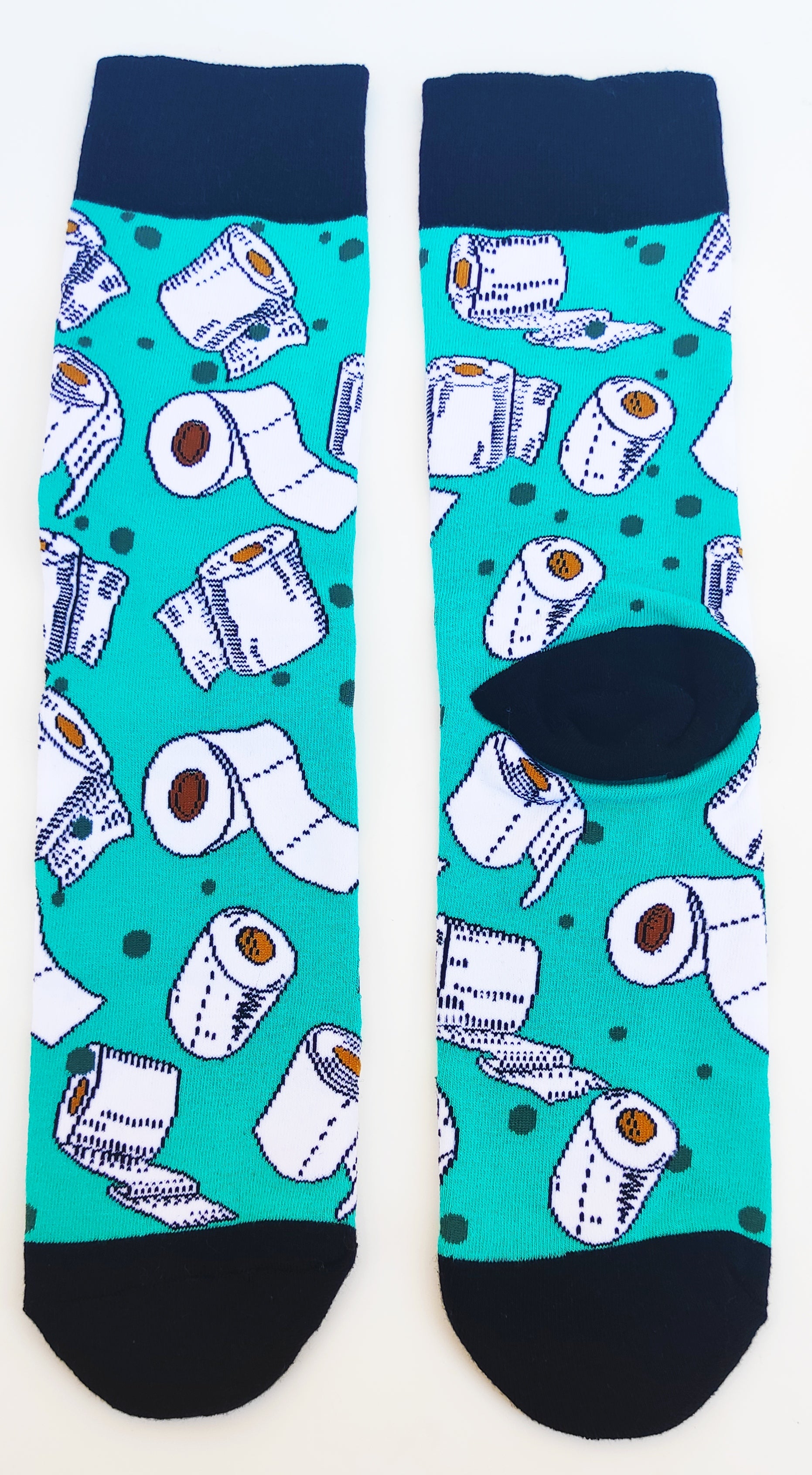 Calcetines divertidos con estampado de papel higiénico.