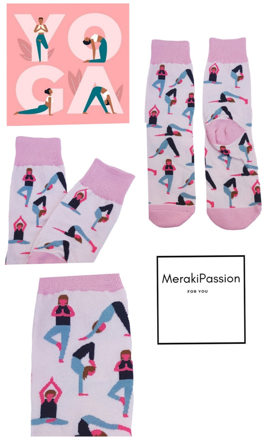 Calcetines Divertidos con estampado de YOGA. Unisex. Talla única