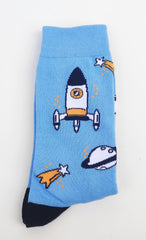 3-pack fun socks with ROCKET print