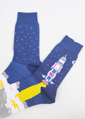 Funny socks with SPACE print