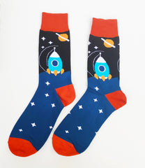 3-pack fun socks with ROCKET print